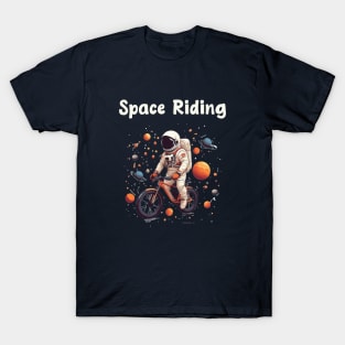 Astronaut riding bike in space T-Shirt